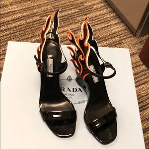 Prada Black Flame Sandals